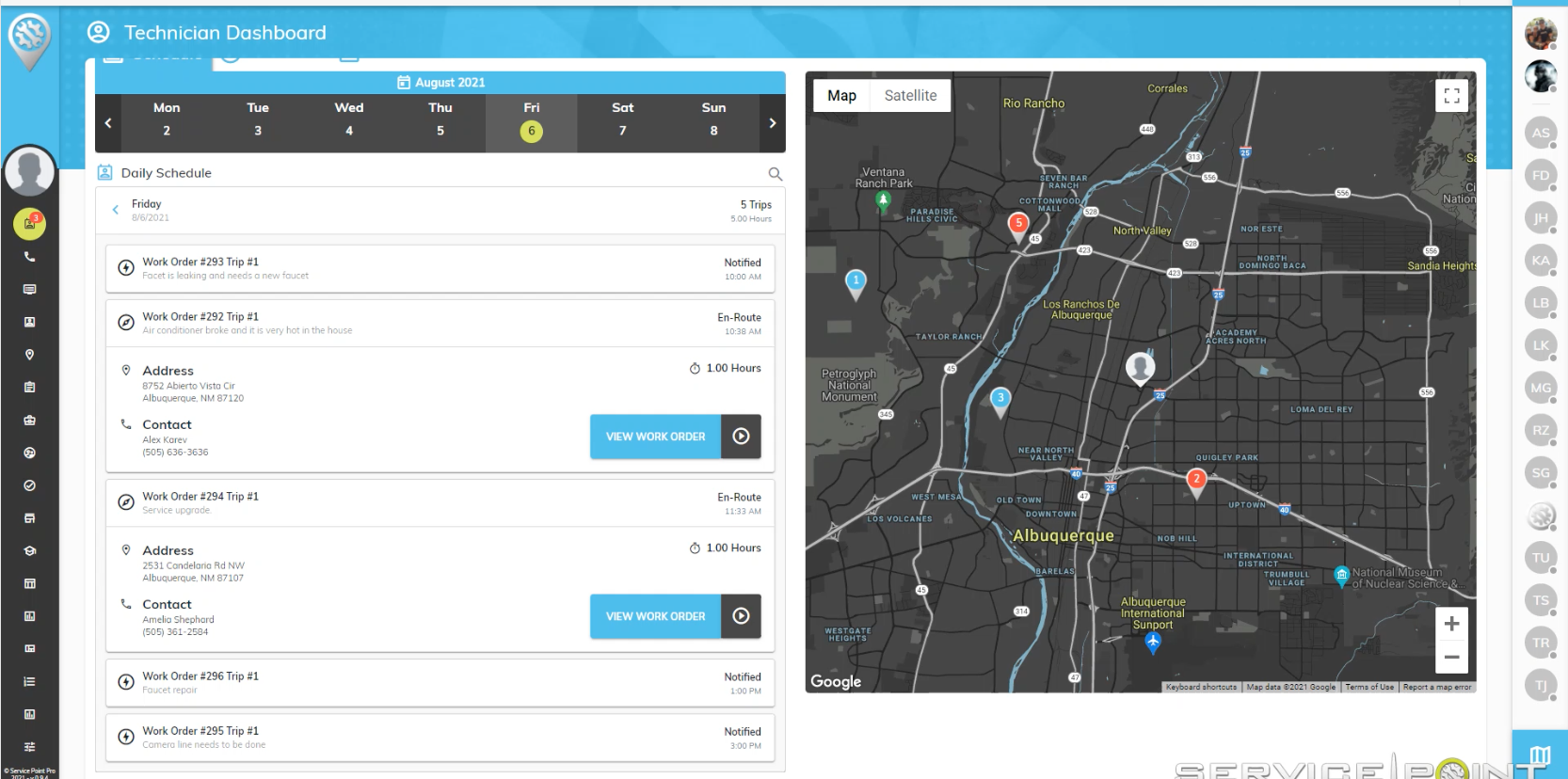 Image of field tracking software from Service Point Pro